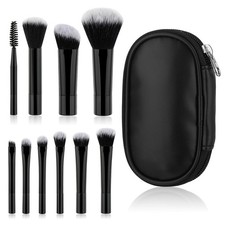 10 Pcs Mini Makeup Brush Set with Pouch Portable Travel Size Makeup Brushes Prof