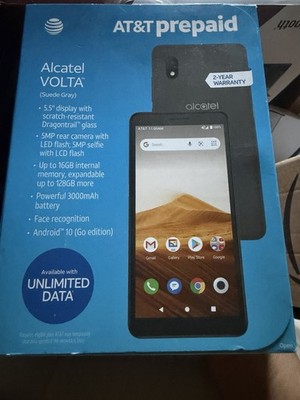 New AT&T Alcatel Prepaid Volta 16GB Suede Gray 5.5'' Display Prepaid Smartphone