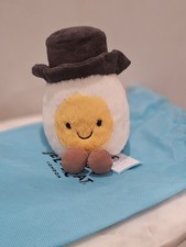 Jellycat NWT Groom Egg Plush Stuffed Animal Authentic Amuseables Egg Hat Dustbag