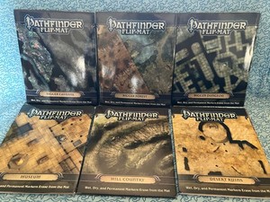Pathfinder Flip-Maps Lot x6 Very Good Seldom Used. Bigger Dungeon/Caverns/Forest