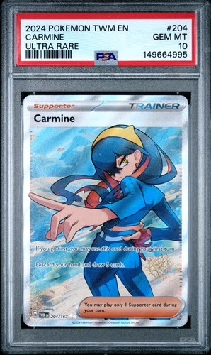2024 POKEMON TWM EN-TWILIGHT MASQUERADE ULTRA RARE #204 CARMINE PSA 10
