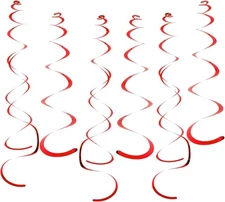 Fumwase Party Swirl Decorations Red Shinny Foil Hanging 