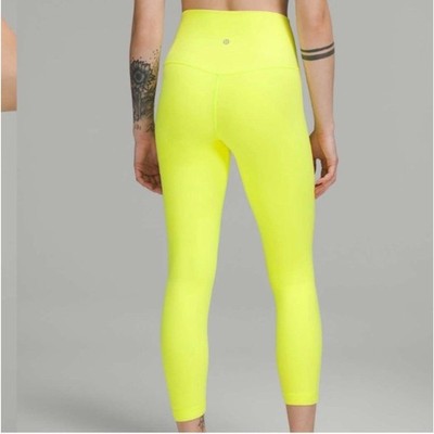 Lululemon Align High Rise Pant 25'' Pockets Neon Yellow Size 6
