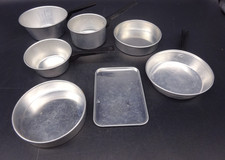 Toy Pots Pans 7pc Lot, Cooking Baking Approx. 4" - Vintage 1960's Aluminum