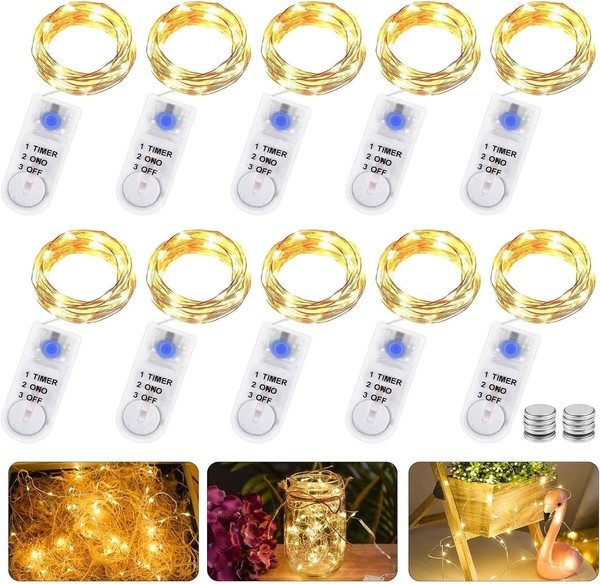 Lichterkette 20 LED Kupferdraht Batterie Timer 10 StüCk-image