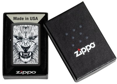 Zippo 47144, Fierce Predator-Just Say Cheese Design, Black Matte