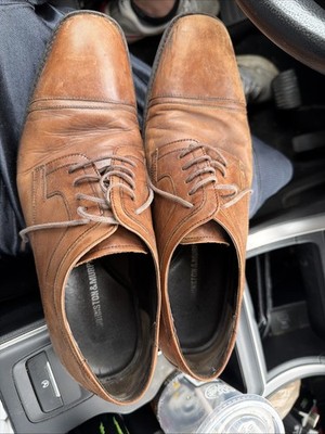 Johnston & Murphy Mens Larsey 20 1276 Brown Leather Cap Toe Shoes Sz 11