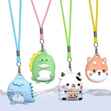 4Pack Airtag Necklace Case Waterproof Soft Silicone Holder with Key Ring Strap