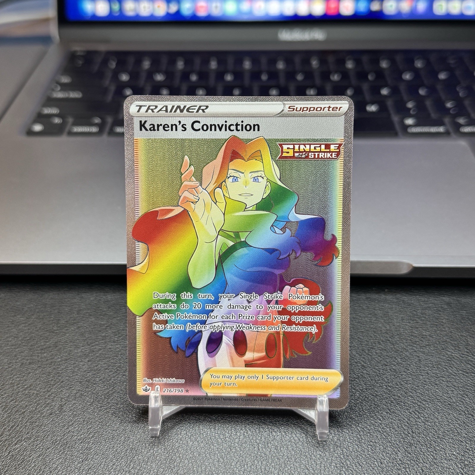 Karen's Conviction - Pokémon TCG (Secret) Rare 216/198 Chilling Reign Holo NM/M
