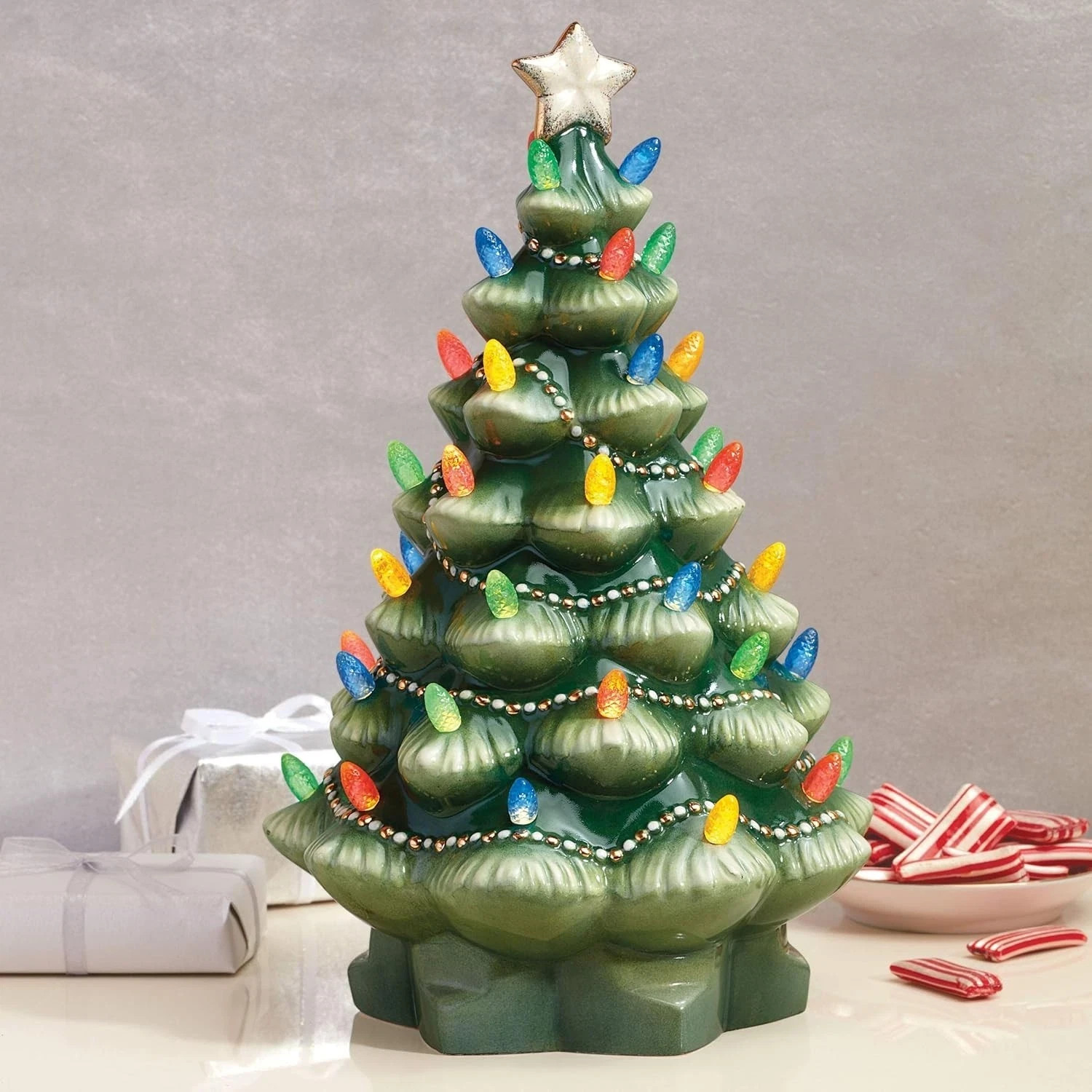 Lenox 890573 Treasured Traditions Green Light-Up Tree Figurine Christmas Holiday