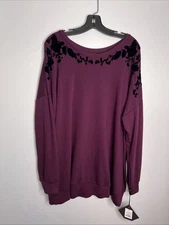 Ava & Viv Women's 2X Long Sleeve Dark Plum Pop Over Top NWT