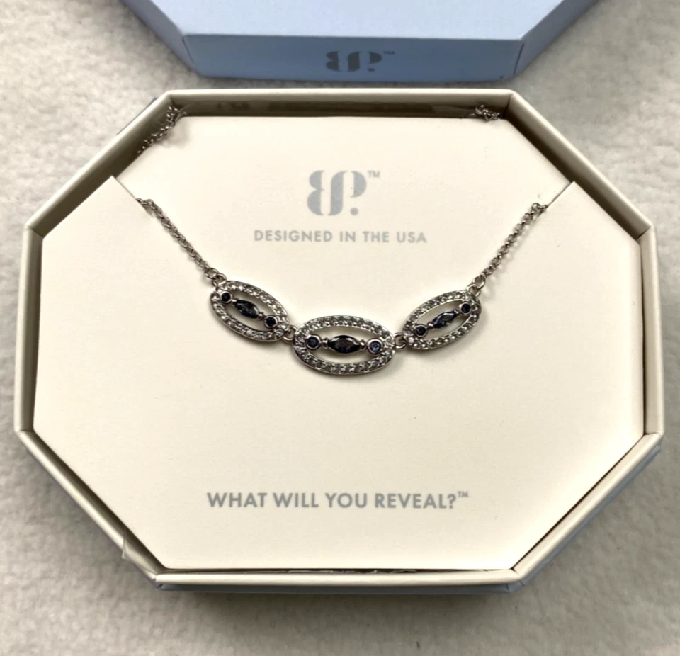 "Collar BP Bomb Party cristal de hielo negro chapado en rodio RBP8324 18"" NUEVO CON ETIQUETAS Foto 3 de 4