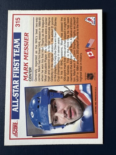 Score 1990-91 - All-Star Prima Squadra Mark Messier #315 - Foto 2 di 2