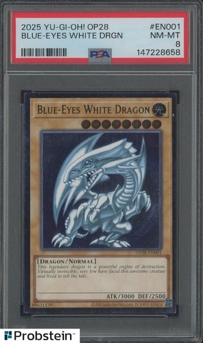 2025 YU-GI-OH! OP28-OTS TOURNAMENT PACK 28 #EN001 BLUE-EYES WHITE DRAGON PSA 8