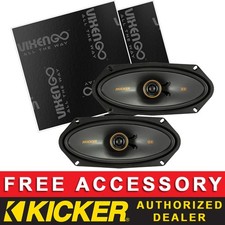 KICKER 51KSC41004 CAR AUDIO 4"X10" 2-WAY KS SPEAKERS W/SOUND DEADENING KIT PAIR