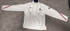 Arena USA Track Jacket XL White Red Lightweight Full Zip Breathable Mesh