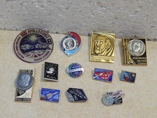 Lot of 12 Vintage Soviet Space Pins Yuri Gagarin Apollo Soyuz Vostok CCCP Badges