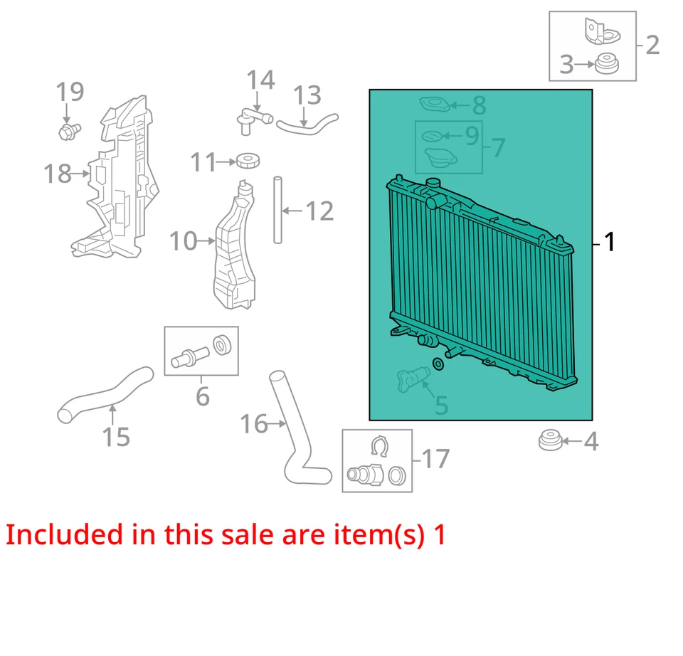 Used Radiator fits: 2015 Honda Civic Cpe 1.8L MT Grade A - Изображение 3 из 4