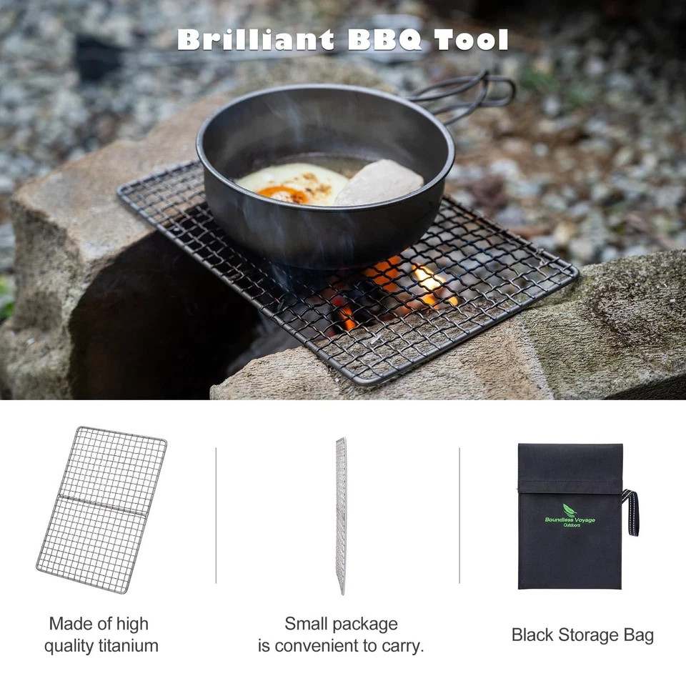 Boundless Voyage Mini Size Durable Titanium Charcoal BBQ Grill Plate Include
