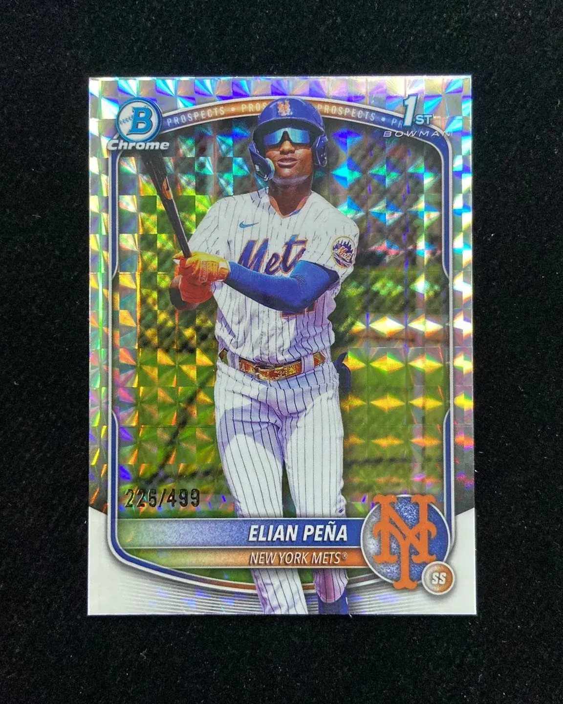 2025 Topps Bowman Chrome Elian Pena 1st#BCP-155 Geometric Refractor/499 Mets HD