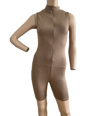Beige Stehkragen Stretch Jersey Overall Playsuit Strampler SMALL UK 6-8 US 2-4 NEU