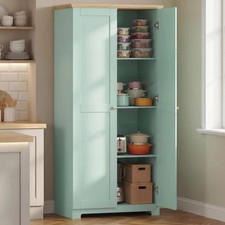 Tall Kitchen Storage Cupboard Cabinet Pantry Larder Freestanding Unit 4 Shelves