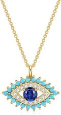 Rnivida Evil Eye Protection Pendant Necklace Blue Jewelry with Gold 