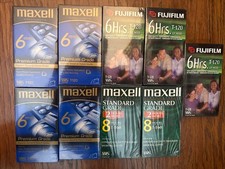 Mixed Lot of 9 Maxell And Fuji New Blank VHS Video Tapes 6/ 8 Hours Premium