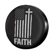 Spare Tire Cover 17for Diameter 31-33 Christian Distressed White Usa Flag