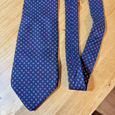 Yves Saint Laurent Men's Vintage 100 Silk Tie Blue with Red Micro Made in USA 