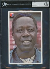 Hank Aaron Signed 1976 Team Issued 6x9 Photo Milwaukee Brewers Beckett #17070657