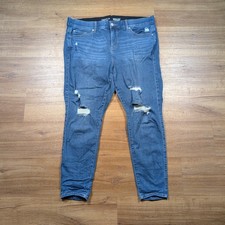 Torrid Women's Bombshell Skinny Jeans Size 22R Blue Premium Stretch Distressed