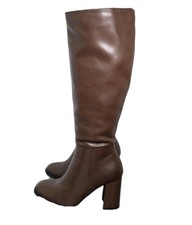 Women Knee High Block Heel Boots Stretch Calf Chocolate Size 6 New