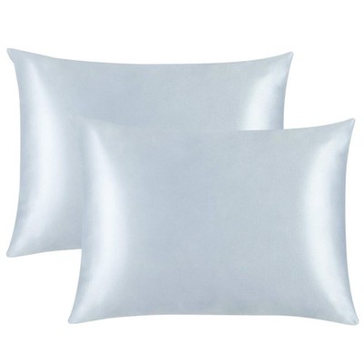 2 Pack Zipped Satin Standard Pillowcases for Hair and Skin, Silky and Super S...