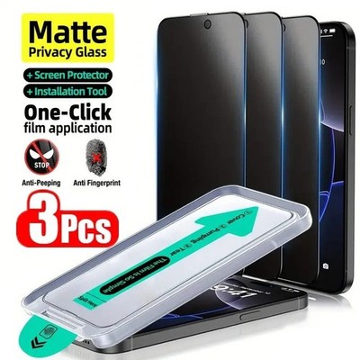 3PCS Matte Privacy Screen Protector Anti-Spy Glass For iPhone 11-17 Pro Max Plus