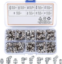 60Pcs Metric Grease Fittings Kit,Straight and Angled Grease Zerk Kit, M6 M8 M10