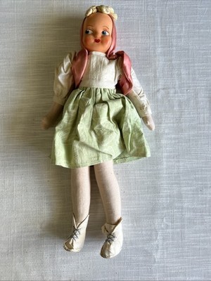 Vintage Polish Sawdust Doll Celluloid Face With traditional Clothing 15  Tall