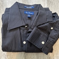 Paul Fredrick Mens Classic Fit Non Iron Two Ply Cotton Dress Shirt 17 1/2 X 34