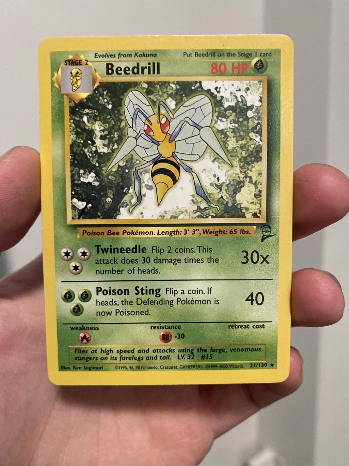 LP! Beedrill - 21/130 - Pokemon Base Set 2 Rare Card WOTC
