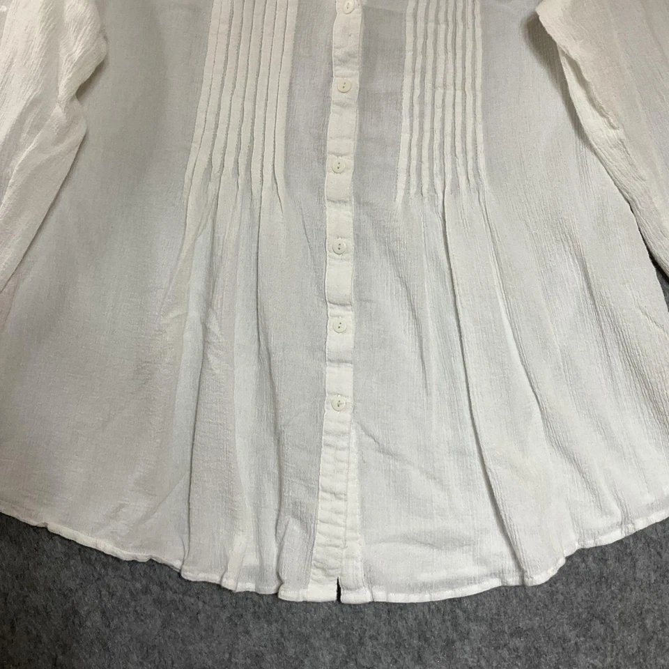 Camisa Soft Surroundings Mujer PXL Blanca Algodón Pintuck Bordado Top Pequeña XL Foto 3 de 4