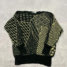 Vintage knitted jumper Abstract patterned knit sweater Women's M 12-14 