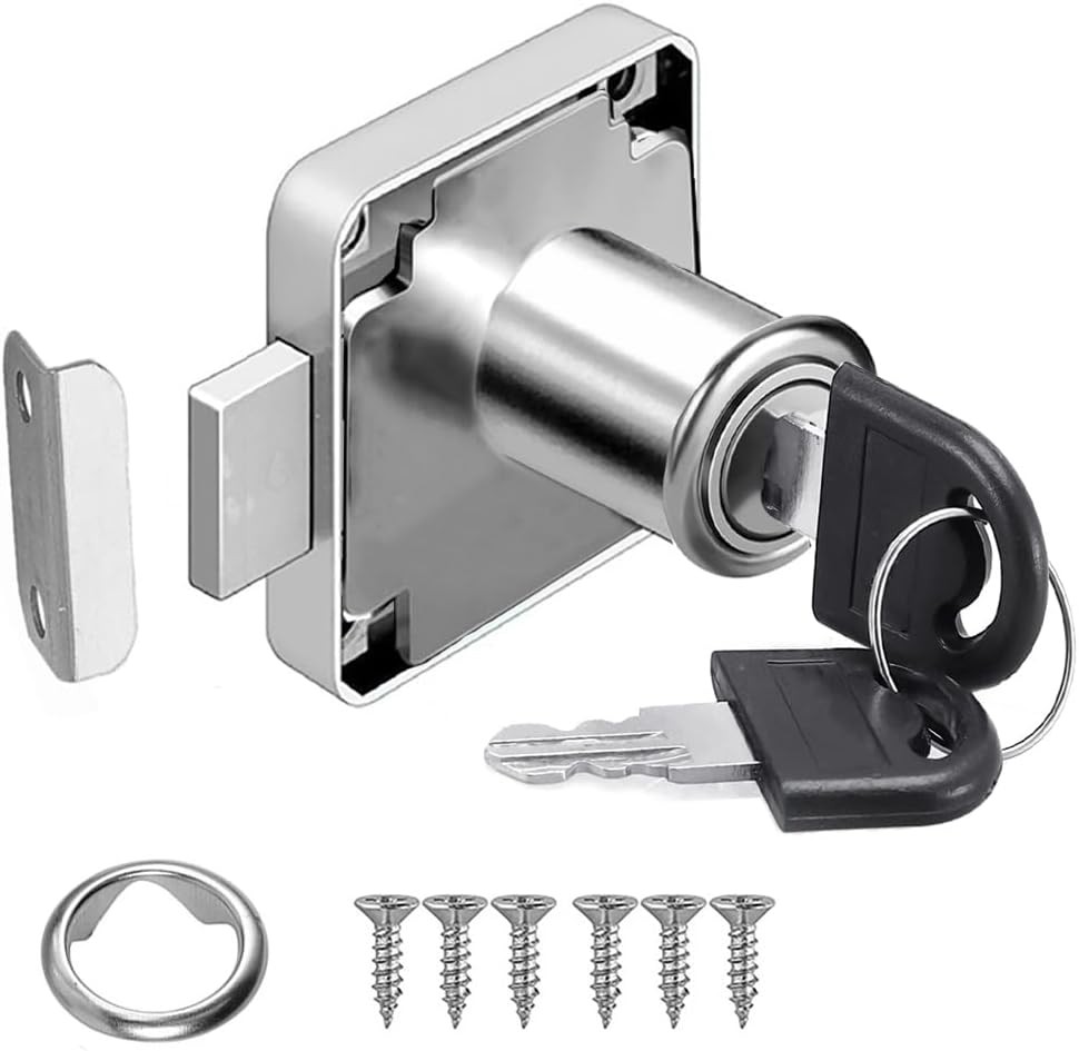 Litensh Cam Lock 22mm, Security Cabinet Lock with Key Different Cupboard Lock f