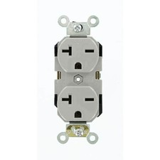20 Amp 250 V NEMA 6-20R Industrial Grade Duplex Outlet/Receptacle, Gray 1-Pack 