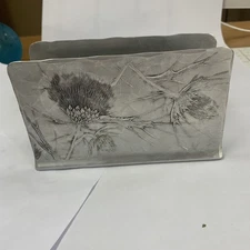 Vintage Wendell August Aluminum Napkin Or Letter Holder Pine Cone Design B1