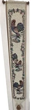 Fitz & Floyd Rooster Tapestry Bell Pull Wall Hanging with Tassel Rare