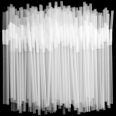 500 Pcs White Disposable Plastic Drinking Straws - Extra Long Flexible Bendy