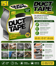 151 Silver Duct Tape 10m x 48mm – Heavy Duty Waterproof Gaffa Tape | Strong Adhe 0.50 per metre