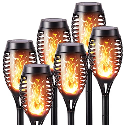 Geemoo 6 Pack Solar Flickering Dancing  Assorted colors , sizes 