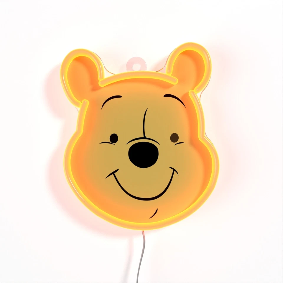 Letrero de neón cara de oso amarillo 21,3x25 cm LED acrílico luz de pared noche niños habitación lámpara Foto 2 de 4