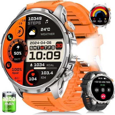 Smartwatch Herren Männer mit Telefonfunktion Armbanduhr für iOS Android Outdoor